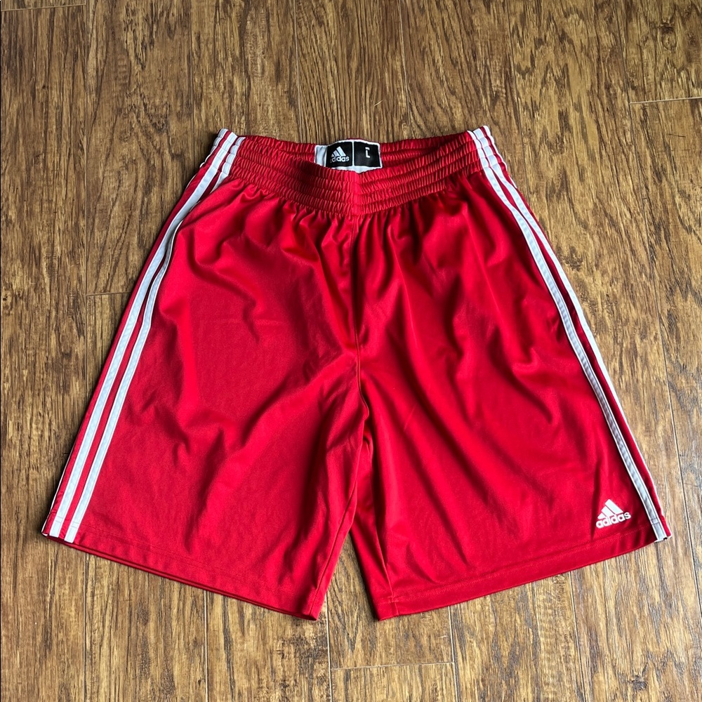 Like New!!adidas Men's Red Athletic Shorts with White Trim